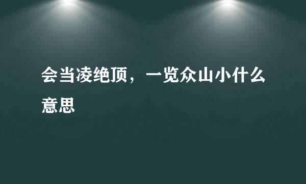 会当凌绝顶，一览众山小什么意思