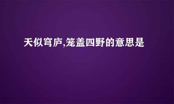 天似穹庐,笼盖四野的意思是