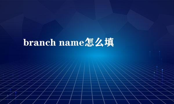 branch name怎么填