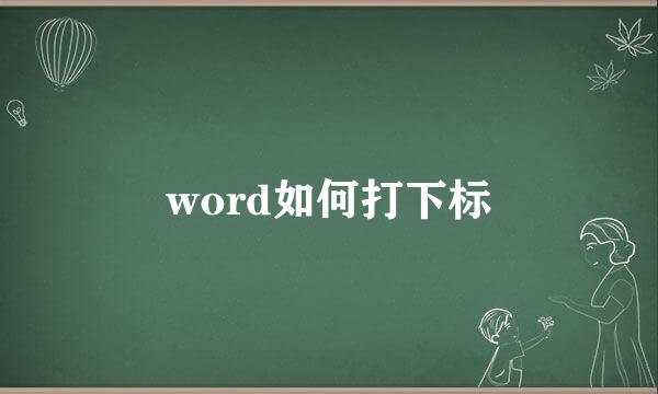 word如何打下标