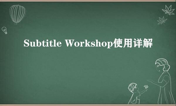 Subtitle Workshop使用详解