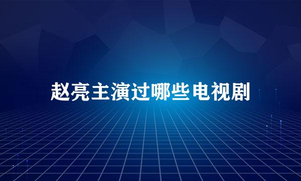 赵亮主演过哪些电视剧