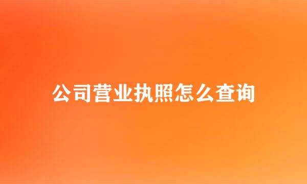 公司营业执照怎么查询