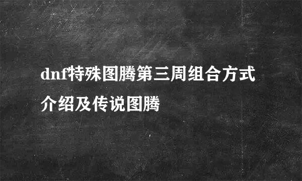 dnf特殊图腾第三周组合方式介绍及传说图腾