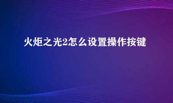 火炬之光2怎么设置操作按键