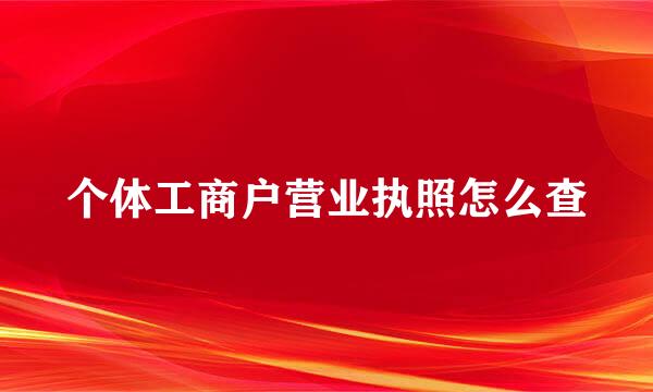 个体工商户营业执照怎么查