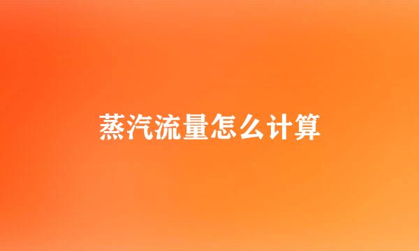 蒸汽流量怎么计算