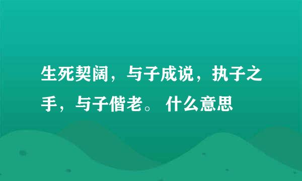 生死契阔，与子成说，执子之手，与子偕老。 什么意思