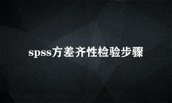 spss方差齐性检验步骤