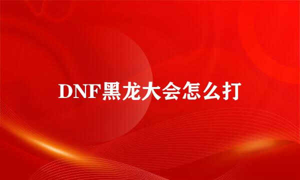 DNF黑龙大会怎么打