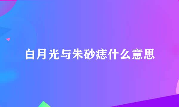 白月光与朱砂痣什么意思