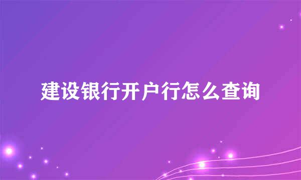 建设银行开户行怎么查询