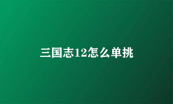 三国志12怎么单挑