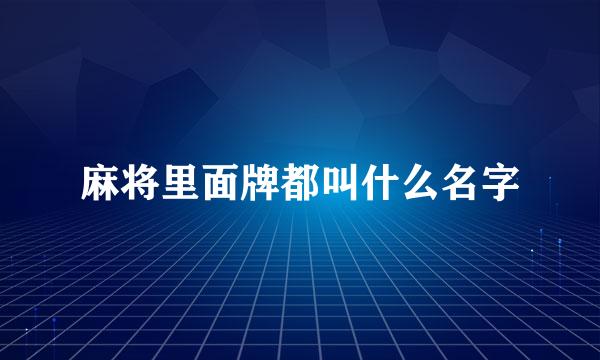 麻将里面牌都叫什么名字