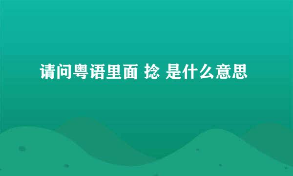 请问粤语里面 捻 是什么意思