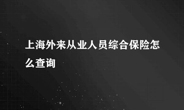 上海外来从业人员综合保险怎么查询