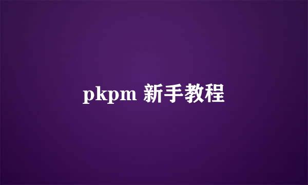 pkpm 新手教程