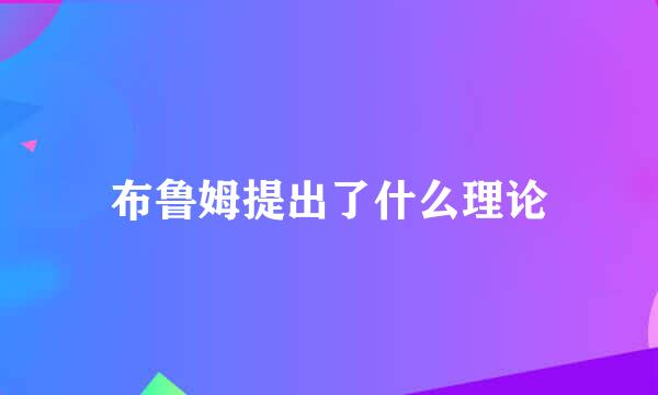 布鲁姆提出了什么理论