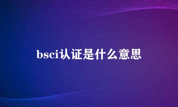 bsci认证是什么意思