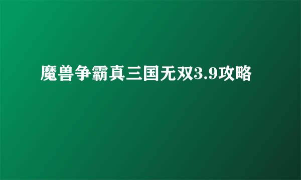 魔兽争霸真三国无双3.9攻略