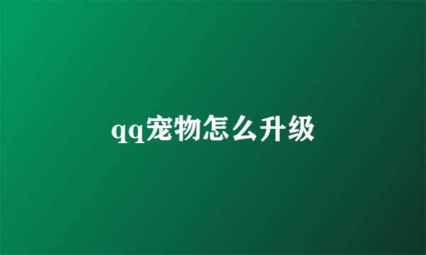 qq宠物怎么升级