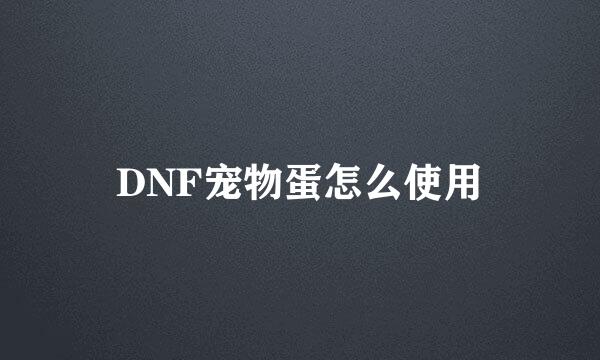 DNF宠物蛋怎么使用