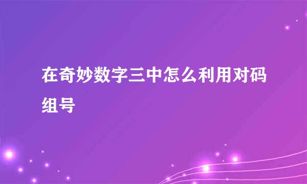 在奇妙数字三中怎么利用对码组号