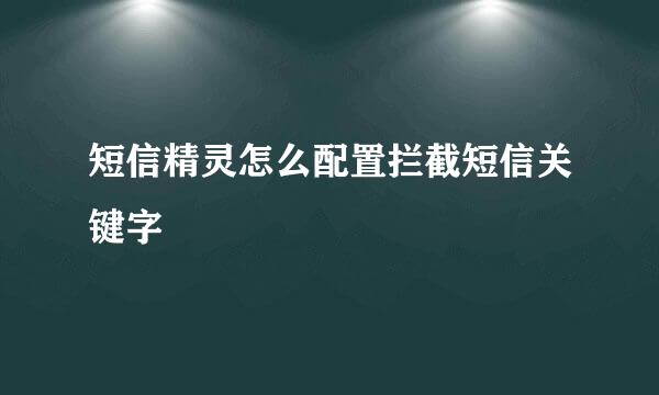 短信精灵怎么配置拦截短信关键字