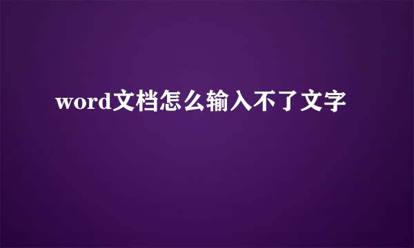 word文档怎么输入不了文字