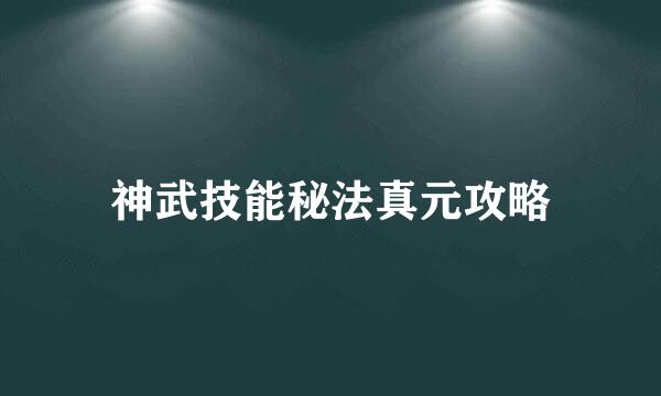 神武技能秘法真元攻略