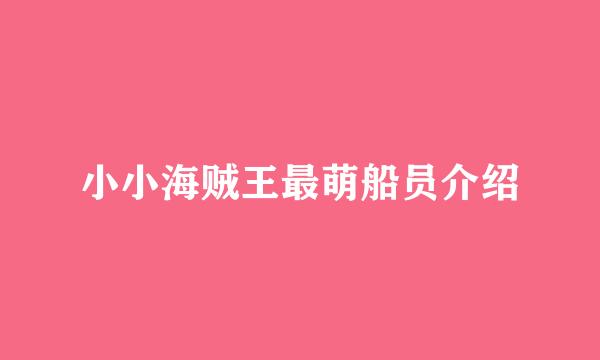 小小海贼王最萌船员介绍