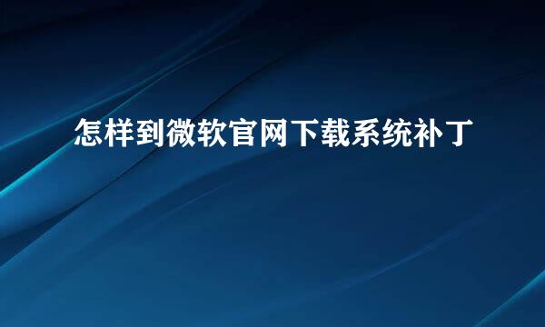 怎样到微软官网下载系统补丁