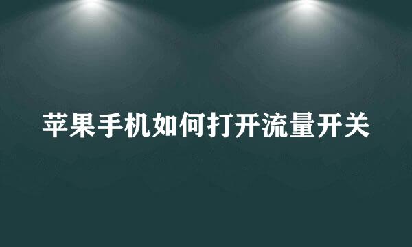 苹果手机如何打开流量开关