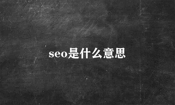 seo是什么意思