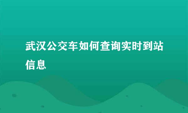 武汉公交车如何查询实时到站信息