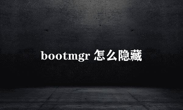 bootmgr 怎么隐藏