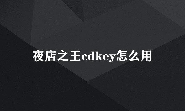 夜店之王cdkey怎么用