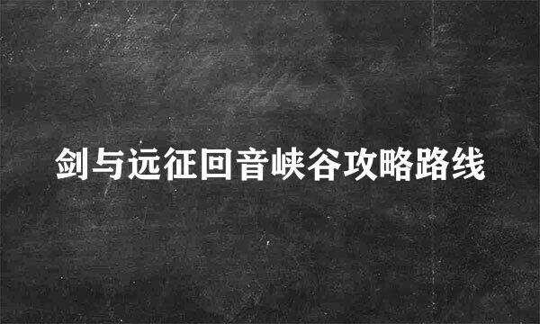 剑与远征回音峡谷攻略路线