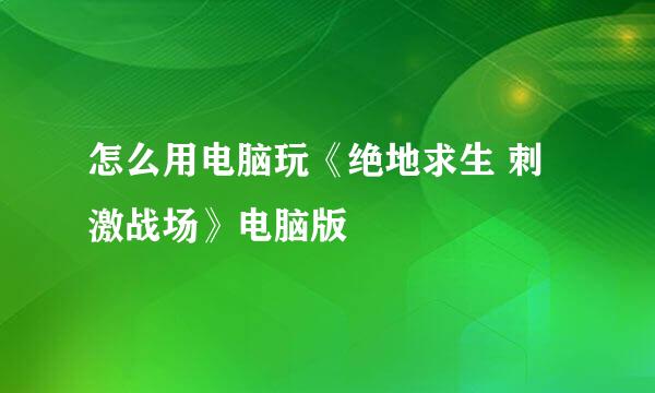 怎么用电脑玩《绝地求生 刺激战场》电脑版