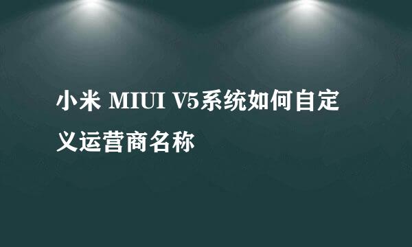 小米 MIUI V5系统如何自定义运营商名称