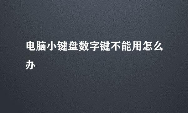 电脑小键盘数字键不能用怎么办