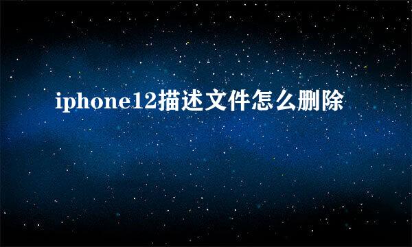 iphone12描述文件怎么删除