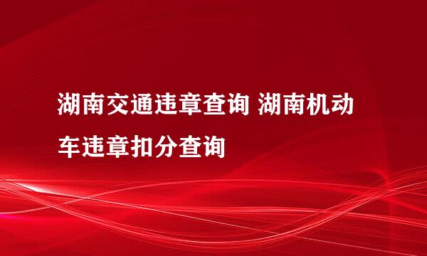 湖南交通违章查询 湖南机动车违章扣分查询