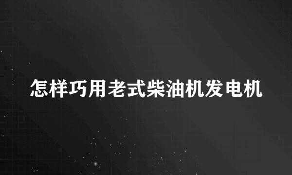 怎样巧用老式柴油机发电机