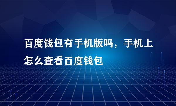 百度钱包有手机版吗，手机上怎么查看百度钱包