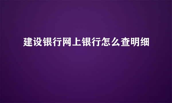 建设银行网上银行怎么查明细