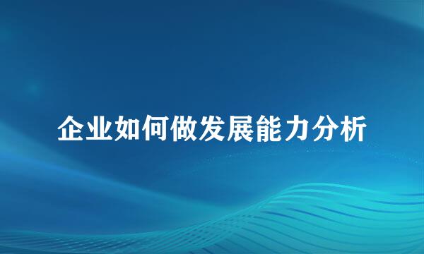 企业如何做发展能力分析