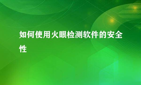 如何使用火眼检测软件的安全性