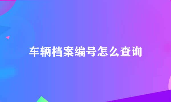 车辆档案编号怎么查询