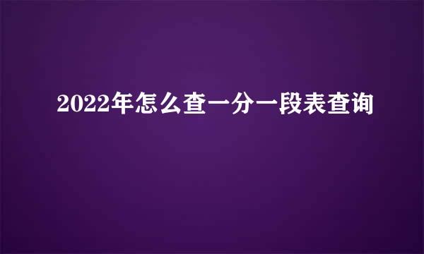 2022年怎么查一分一段表查询